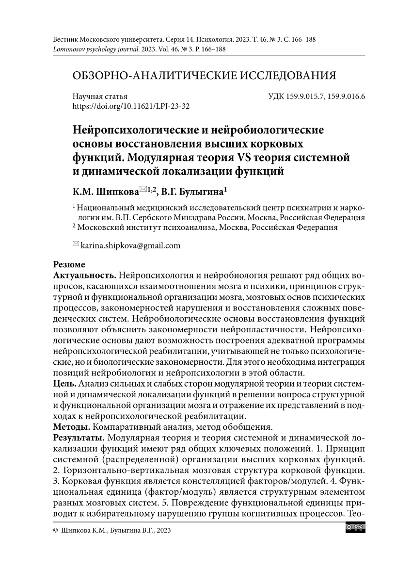 PDF) ОБЗОРНО-АНАЛИТИЧЕСКИЕ ИССЛЕДОВАНИЯ Нейропсихологические И.