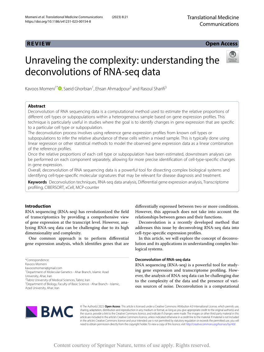 (PDF) Unraveling the complexity: understanding the deconvolutions of RNA-seq data