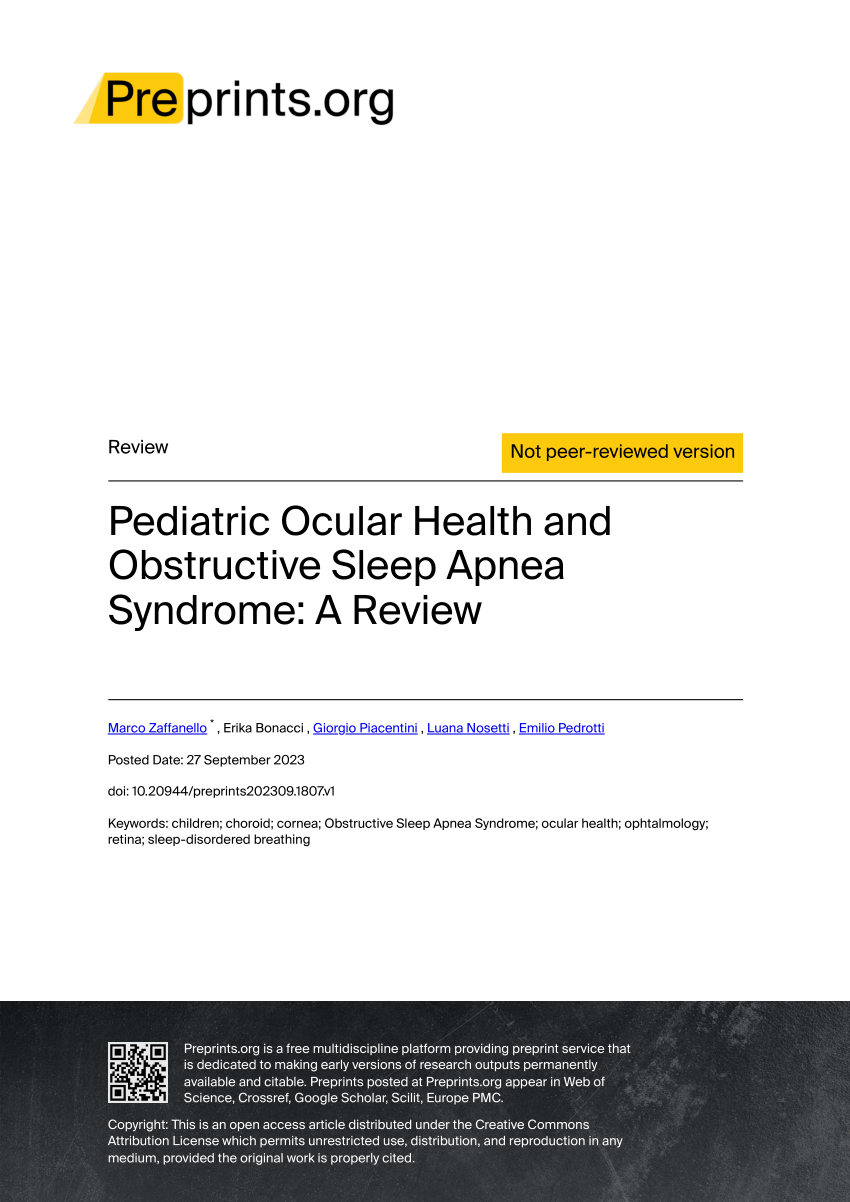 Obstructive Sleep Apnea In Pediatric Patients