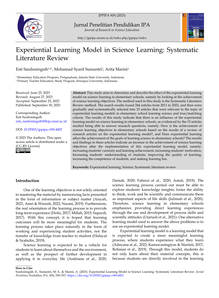 literature review on experiential learning