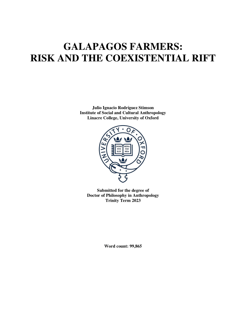 PDF) Galapagos Farmers: Risk and the Coexistential Rift