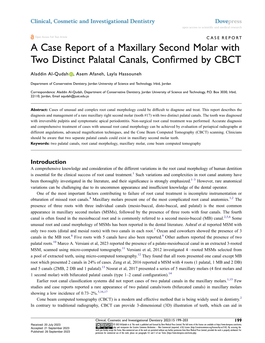 PDF) A Case Report of a Maxillary Second Molar with Two Distinct 