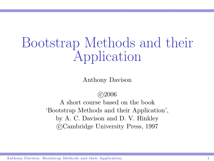 PDF) Bootstrap Methods and Their Application