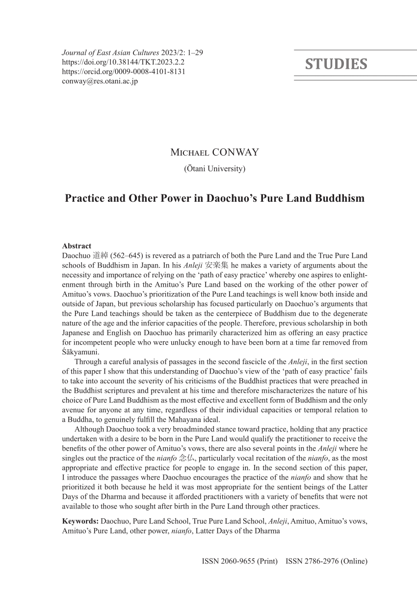 PDF) Practice and Other Power in Daochuo's Pure Land Buddhism