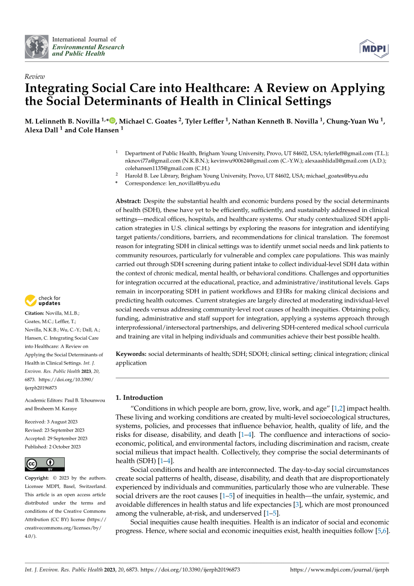 (PDF) Integrating Social Care into Healthcare: A Review on Applying the ...