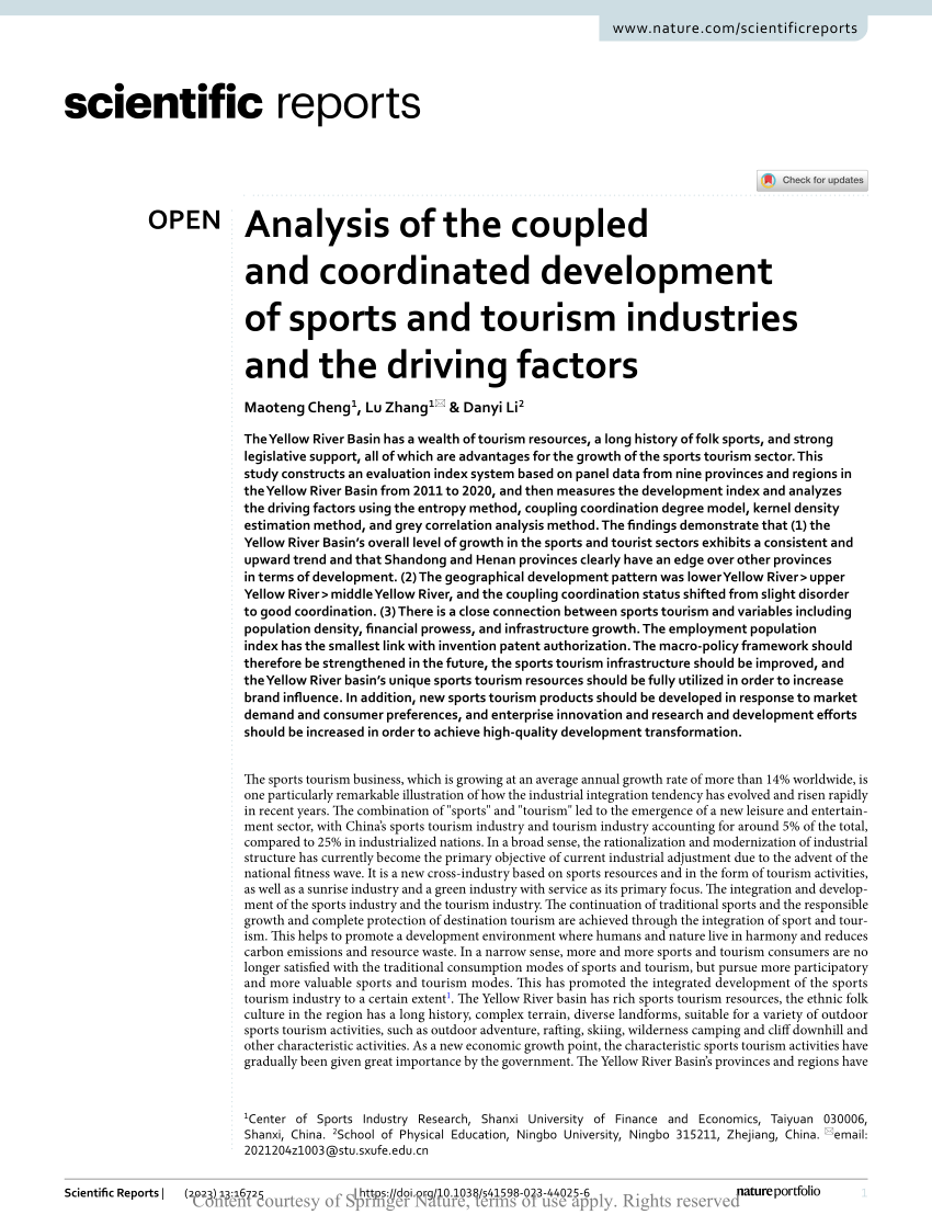 PDF) Analysis of the coupled and coordinated development of sports 