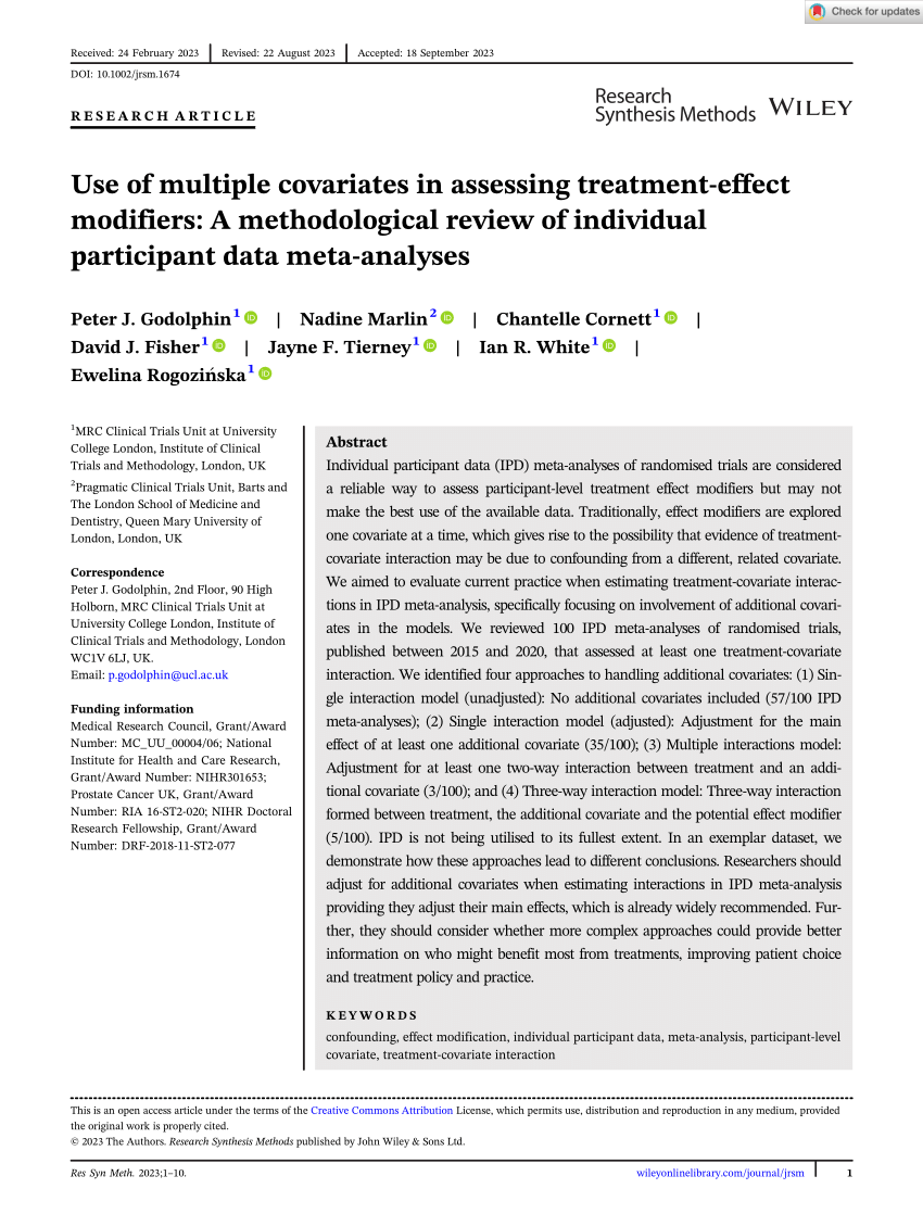 Pdf Use Of Multiple Covariates In Assessing Treatment Effect Modifiers A Methodological 4346