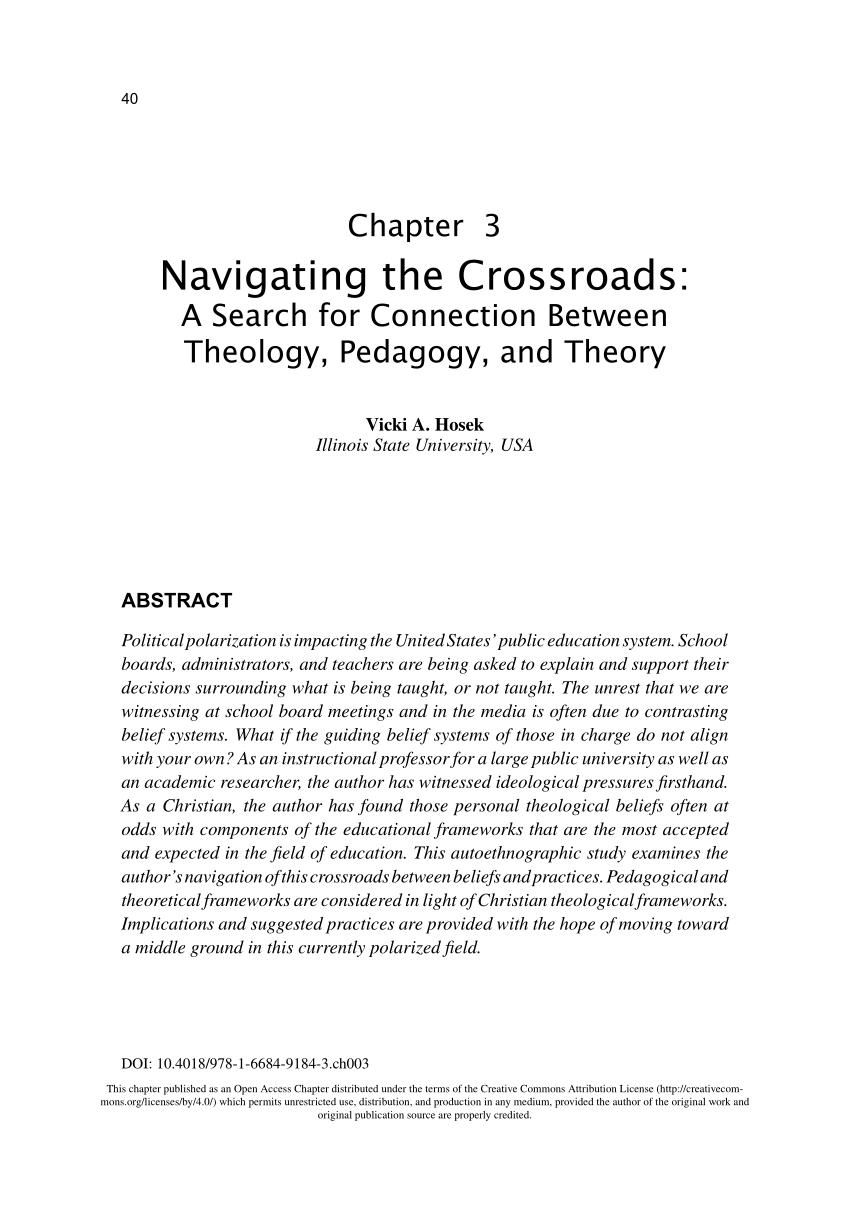 (PDF) Navigating the Crossroads: A Search for Connection Between Theology, Pedagogy, and Theory