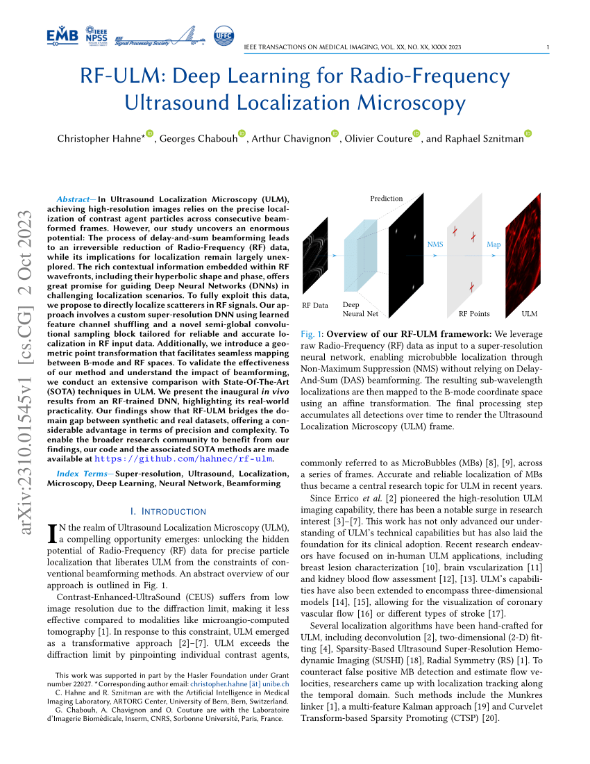 (PDF) RFULM Deep Learning for RadioFrequency Ultrasound Localization