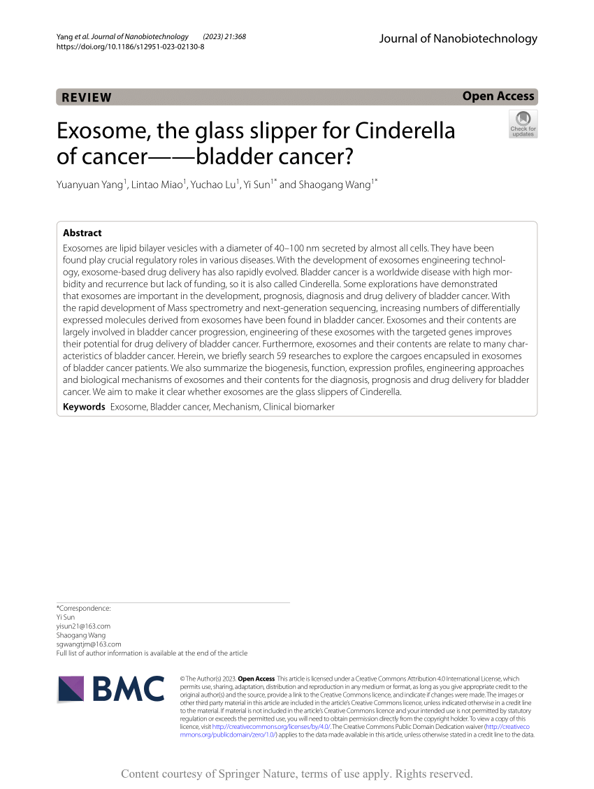 PDF) Exosome, the glass slipper for Cinderella of cancer—bladder 