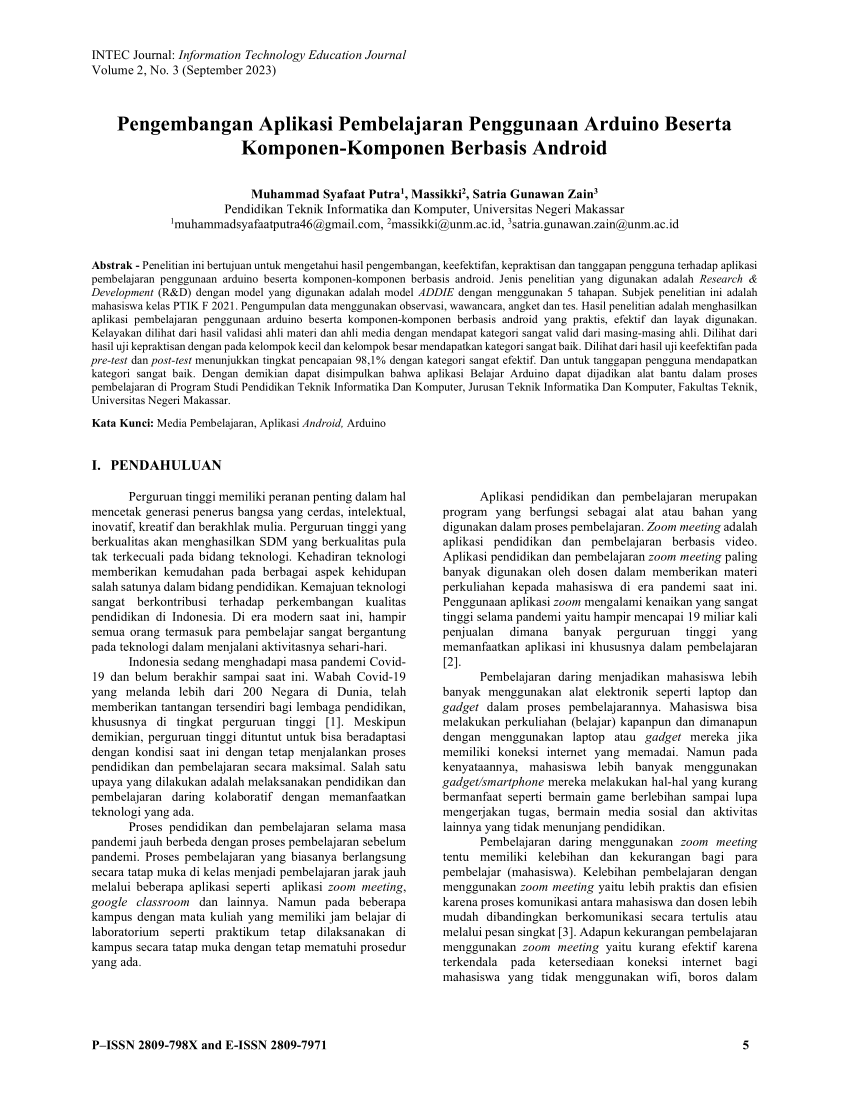 Pdf Pengembangan Aplikasi Pembelajaran Penggunaan Arduino Beserta Komponen Komponen Berbasis