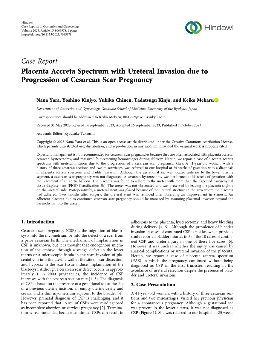 PDF) Placenta Accreta Spectrum with Ureteral Invasion due to