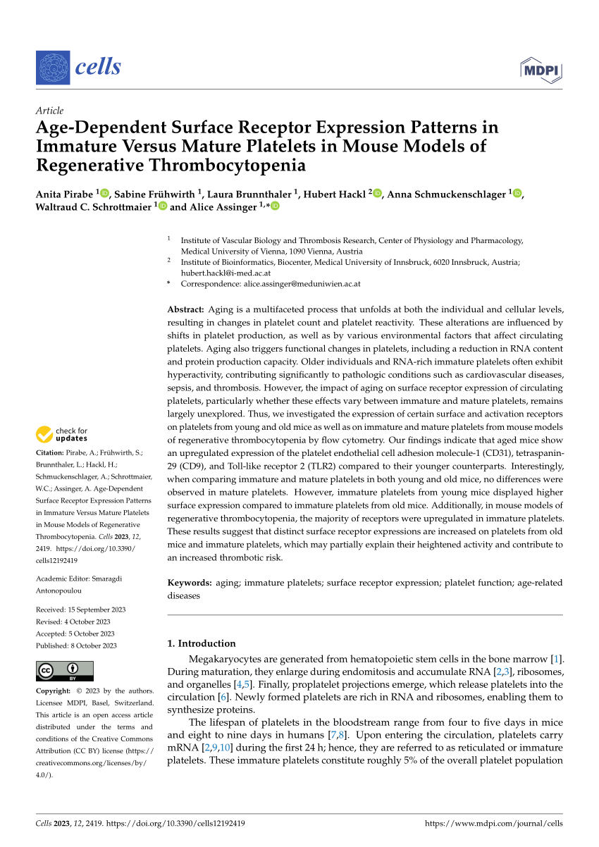 PDF Age Dependent Surface Receptor Expression Patterns in  