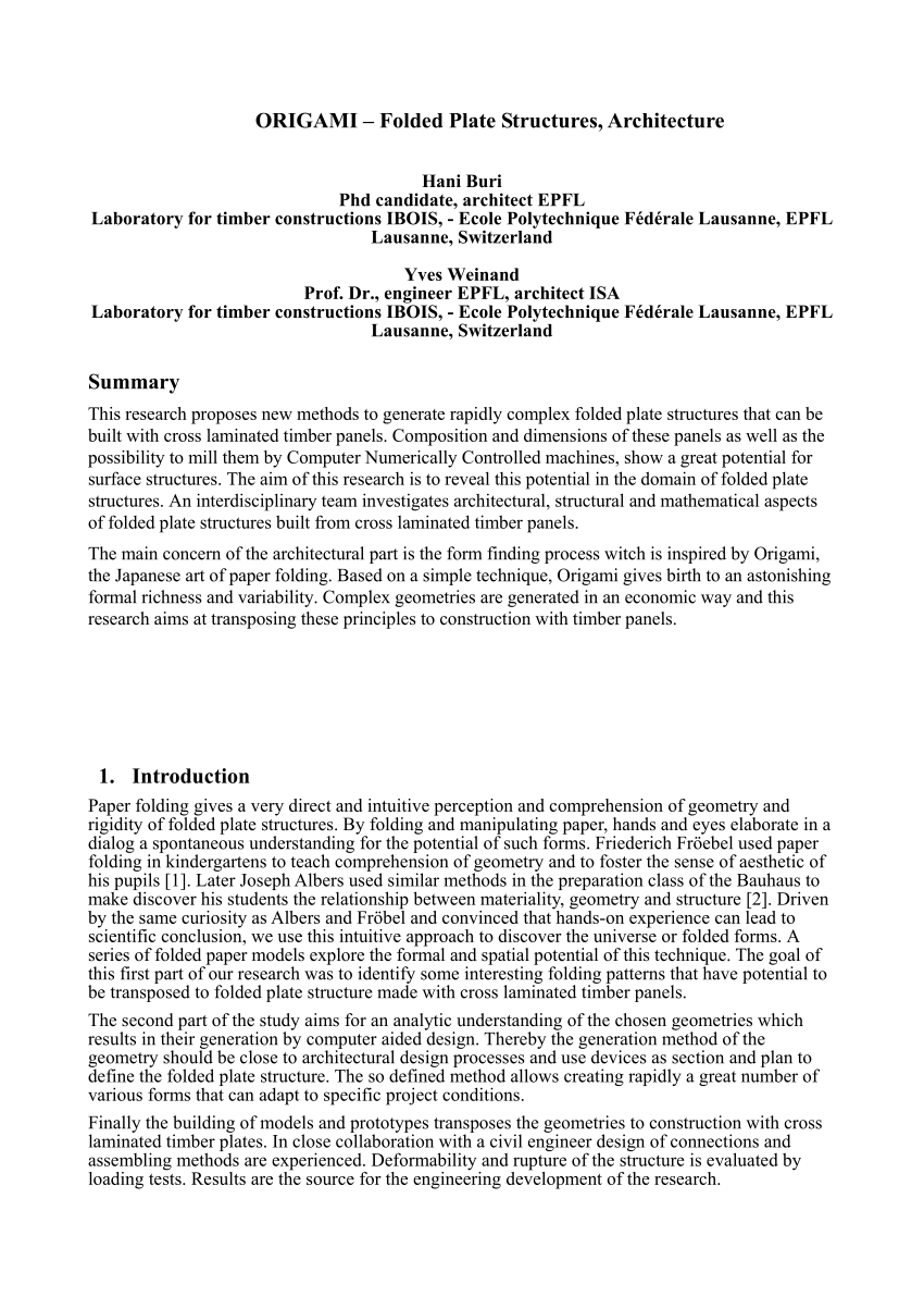Pdf Origami Folded Plate Structures Architecture