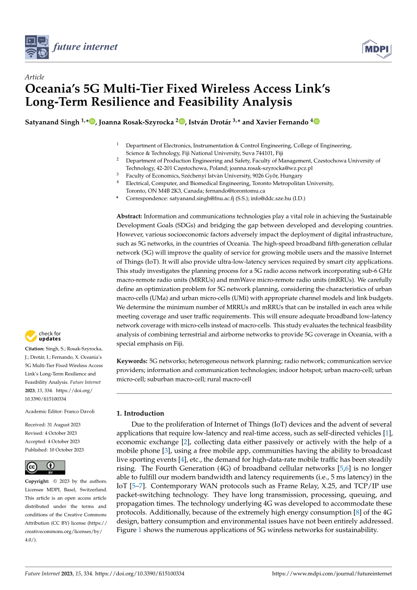 PDF) Oceania's 5G Multi-Tier Fixed Wireless Access Link's Long