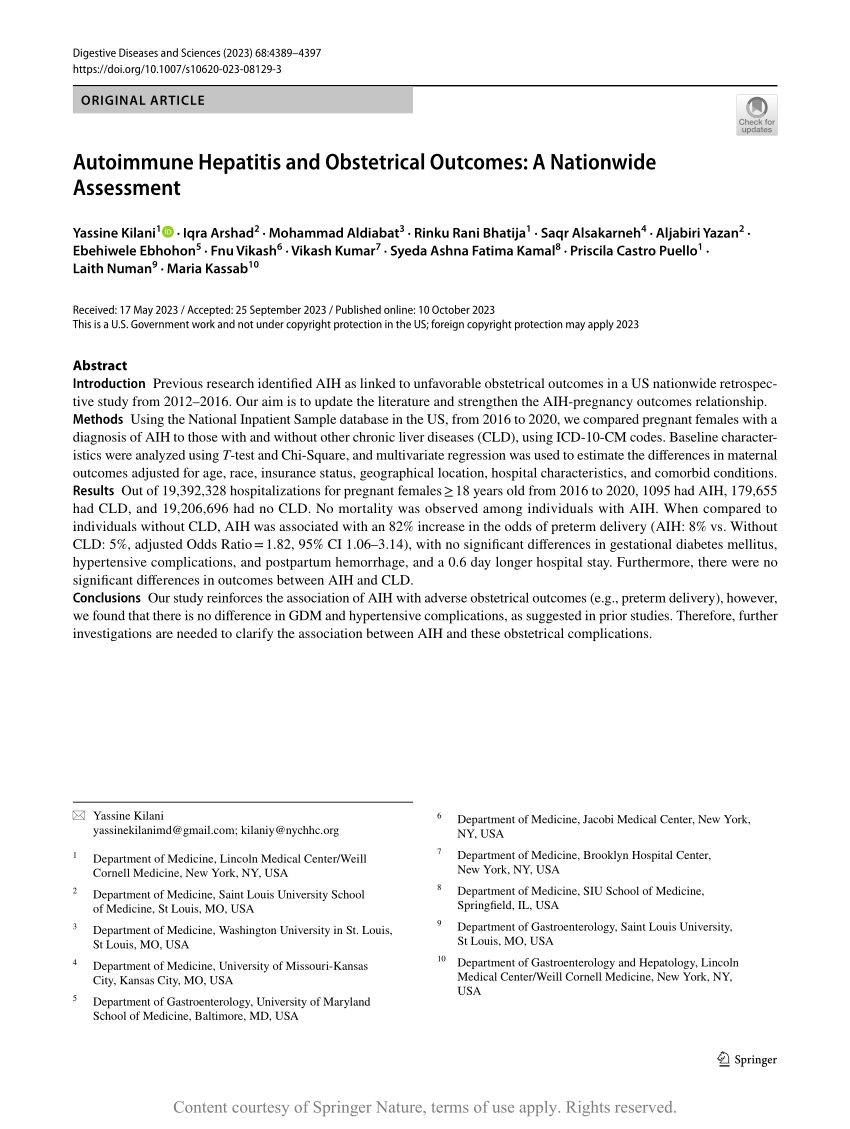 Autoimmune Hepatitis and Obstetrical A Nationwide Assessment