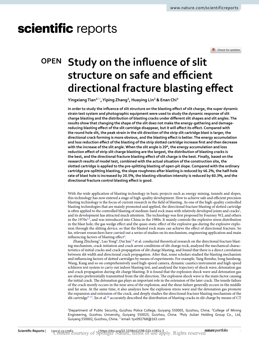 PDF) Study on the influence of slit structure on safe and 