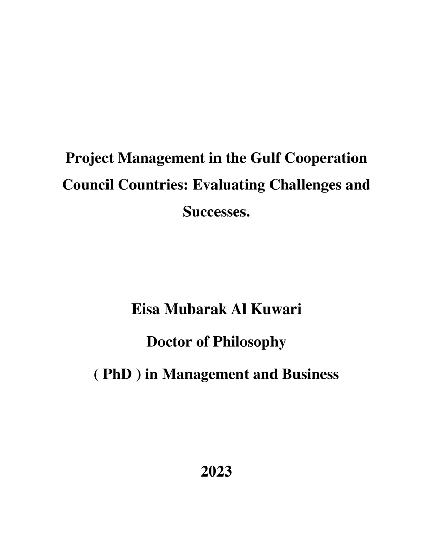 Pdf Project Management In The Gulf Cooperation Council Countries