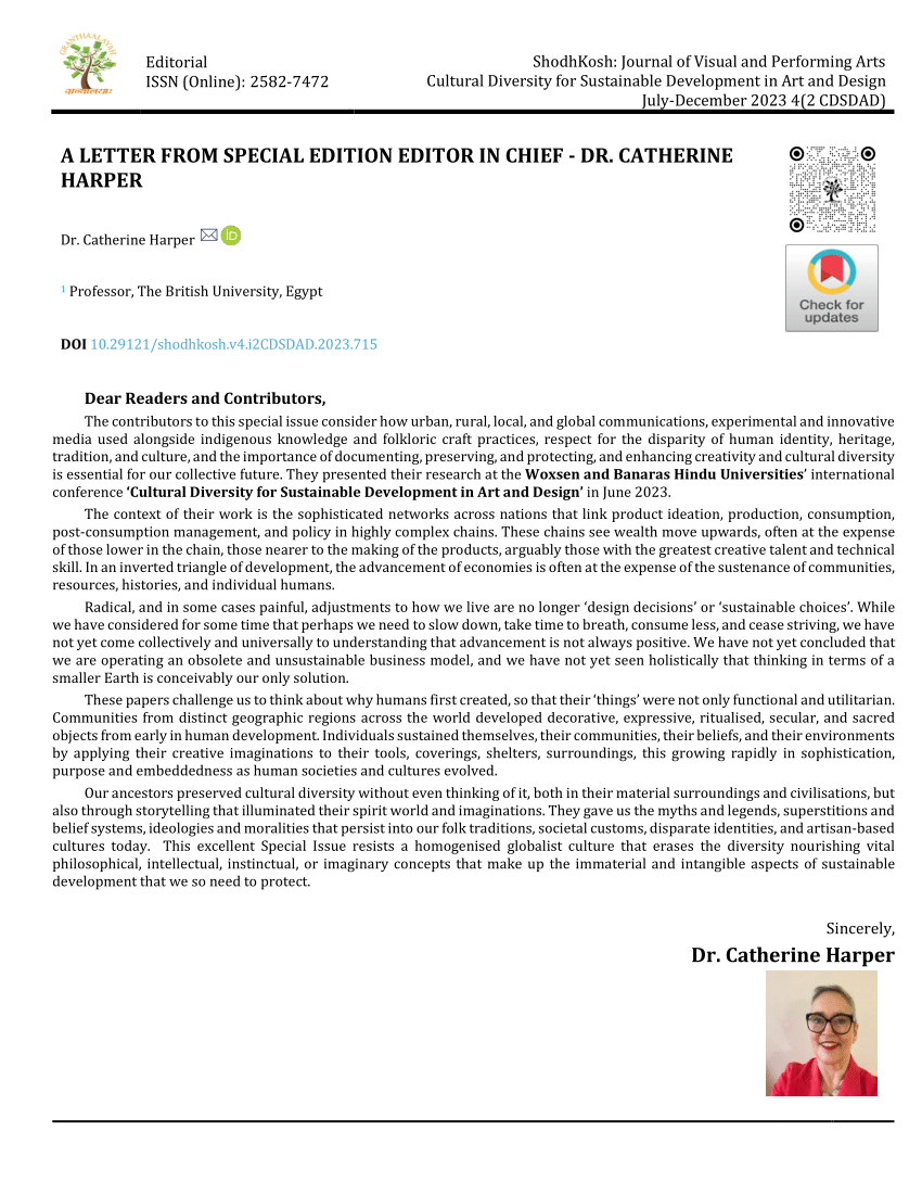 Pdf A Letter From Special Edition Editor In Chief Dr Catherine Harper