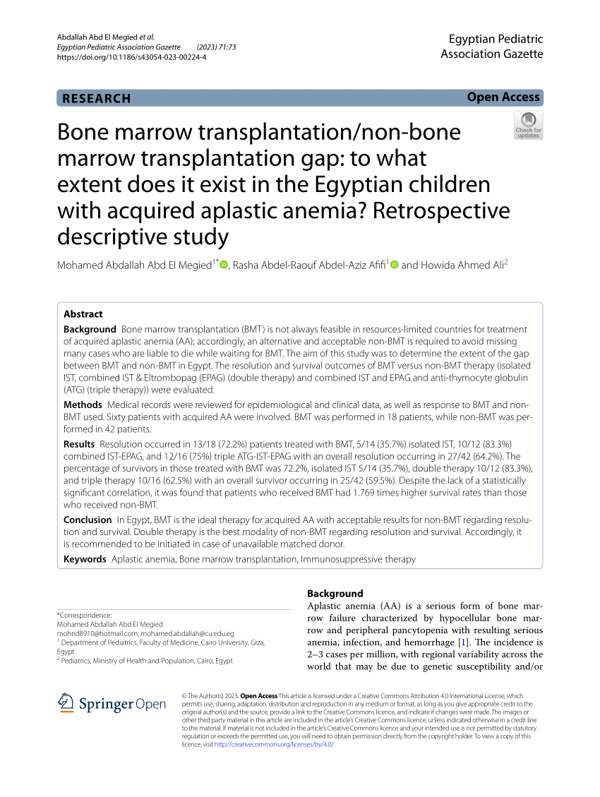 Pdf Bone Marrow Transplantationnon Bone Marrow Transplantation Gap To What Extent Does It 6213