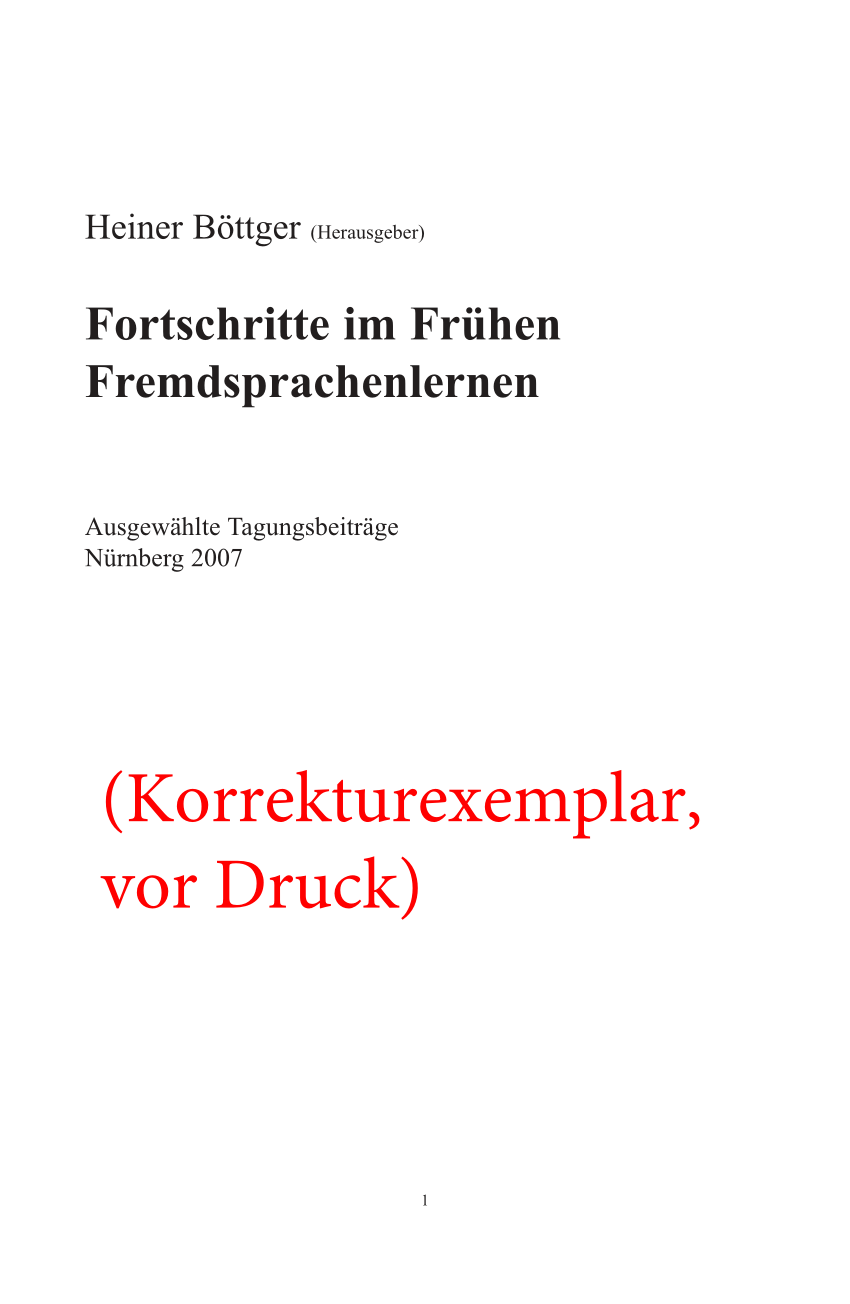 PDF Fortschritte im frühen Fremdsprachenlernen  Konferenzband ...