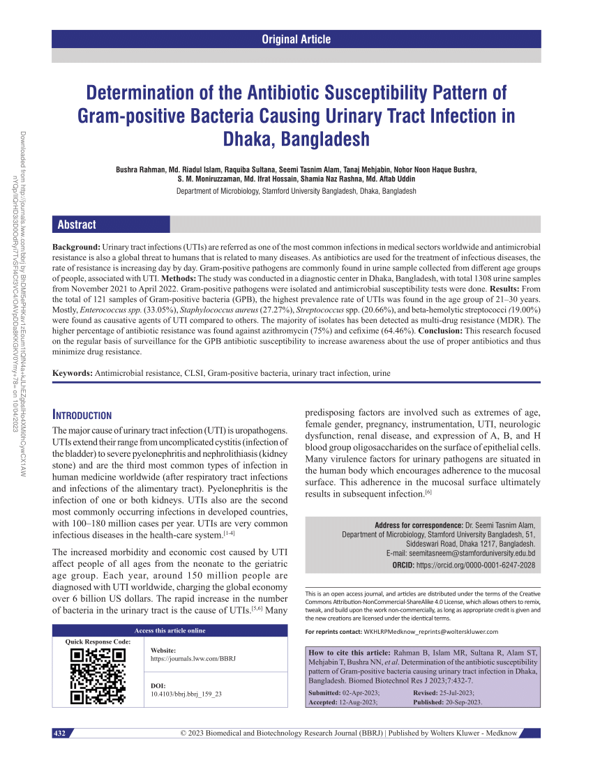 Pdf Determination Of The Antibiotic Susceptibility Pattern Of Gram Positive Bacteria Causing 0096