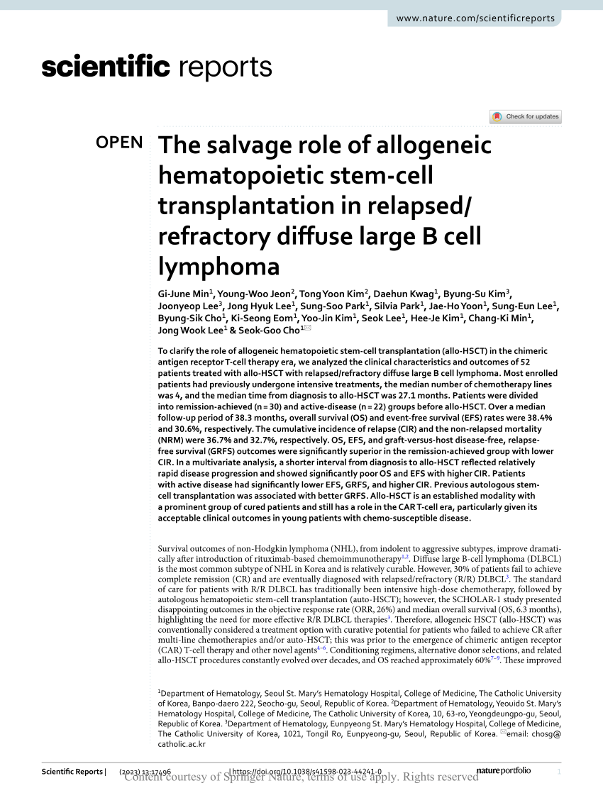 PDF) The salvage role of allogeneic hematopoietic stem-cell