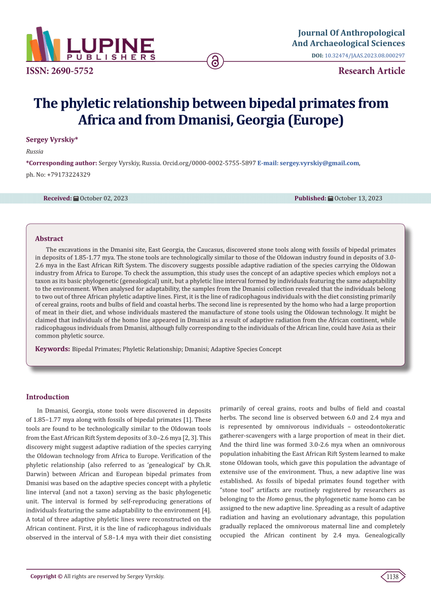 (PDF) The phyletic relationship between bipedal primates from Africa