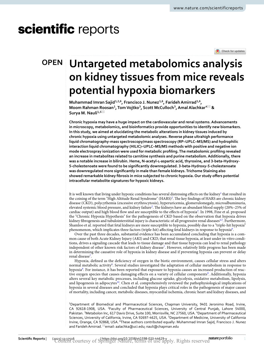 PDF) Untargeted metabolomics analysis on kidney tissues from mice