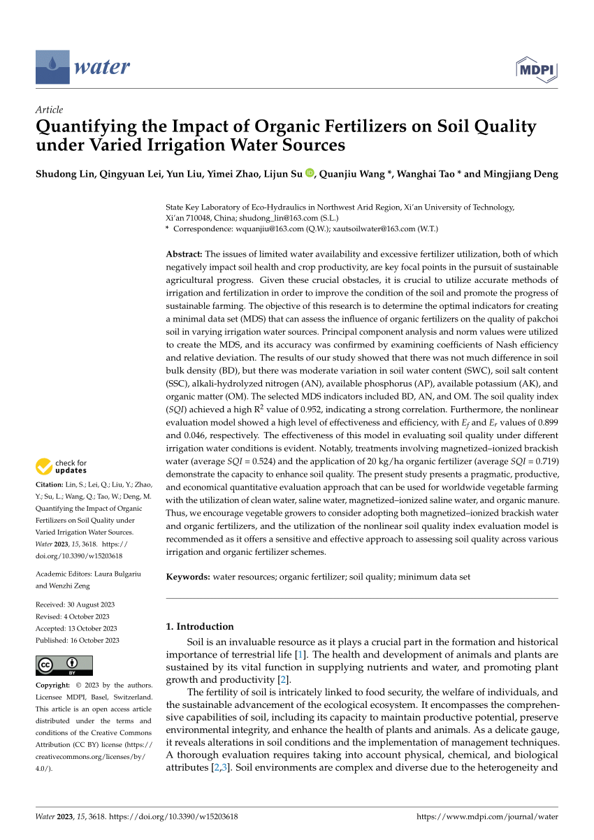 PDF) Quantifying the Impact of Organic Fertilizers on Soil Quality 