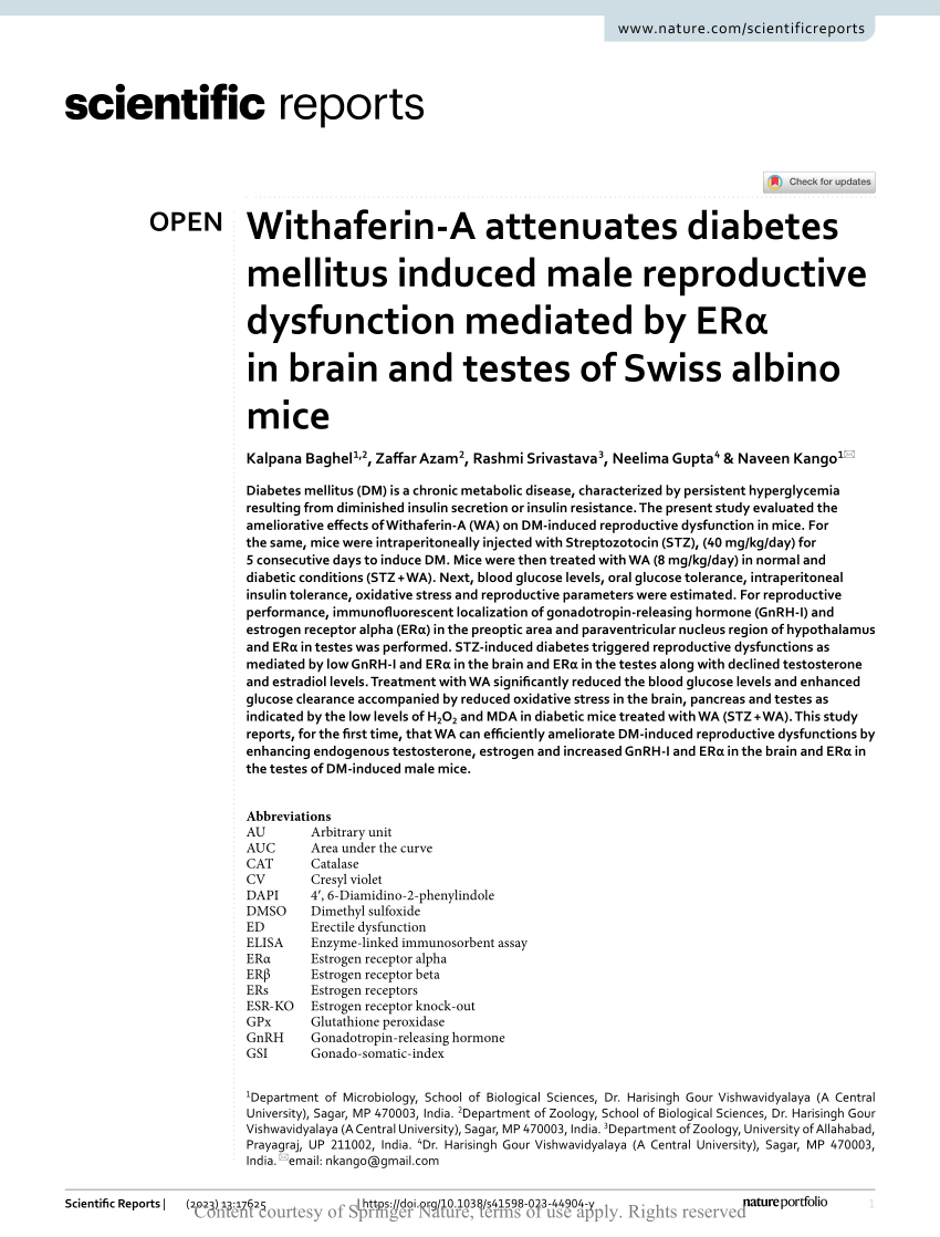 Pdf Withaferin A Attenuates Diabetes Mellitus Induced Male Reproductive Dysfunction Mediated 