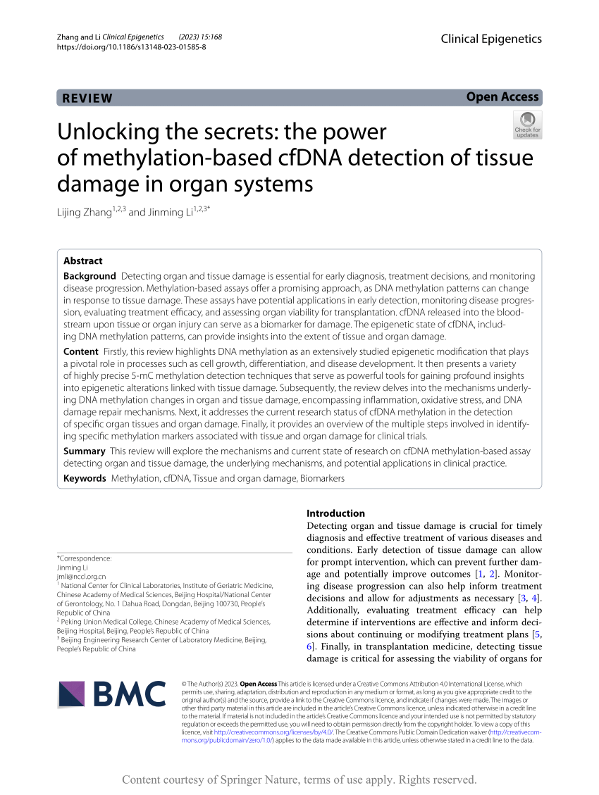 PDF) Unlocking the secrets: the power of methylation-based cfDNA 