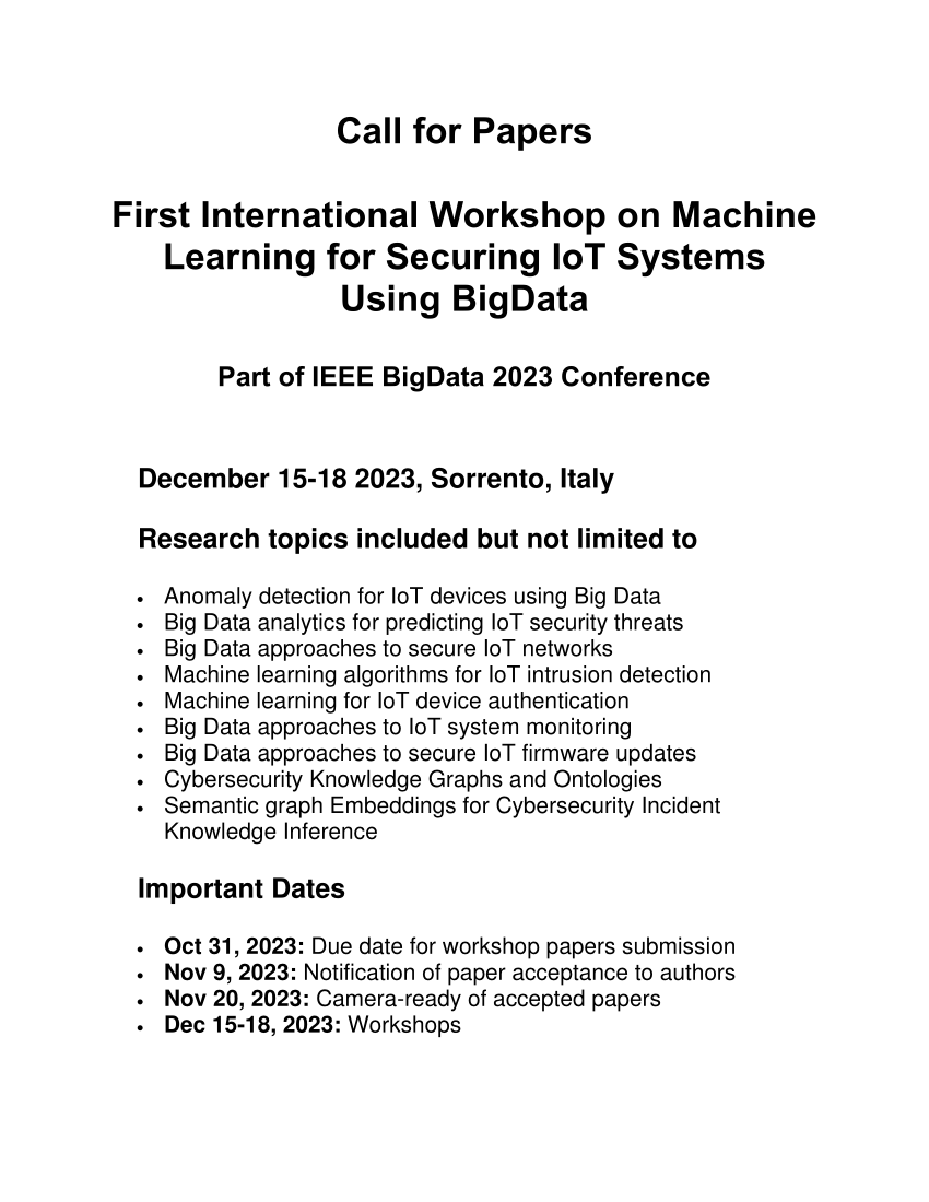 (PDF) Call for Papers First International on Machine Learning