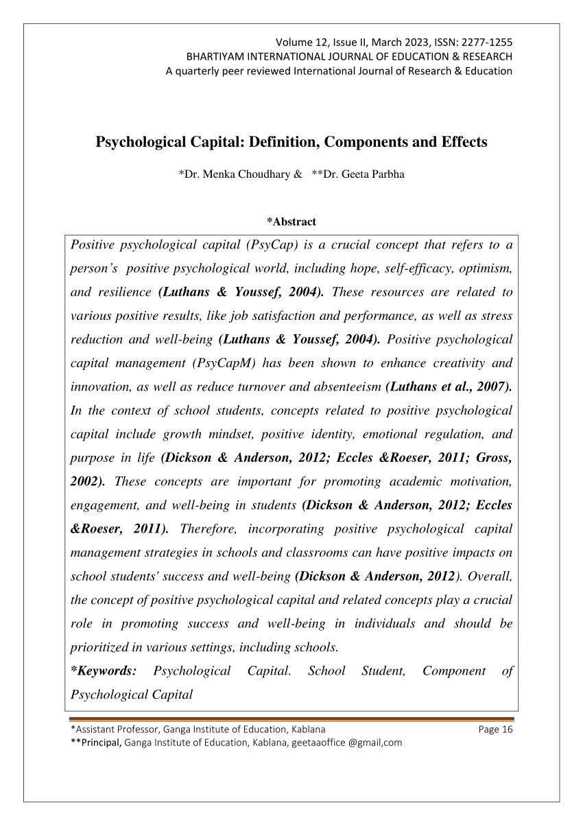 thesis on psychological capital