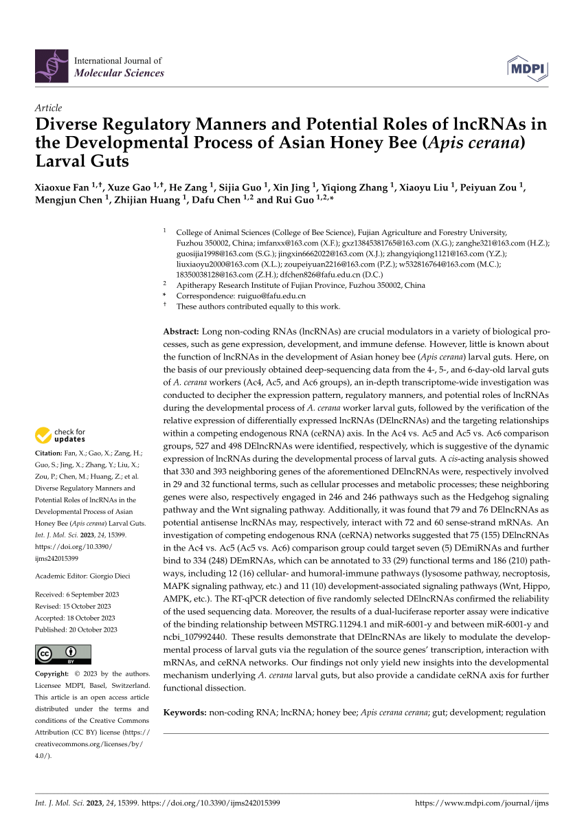 Pdf Diverse Regulatory Manners And Potential Roles Of Lncrnas In The Developmental Process Of 