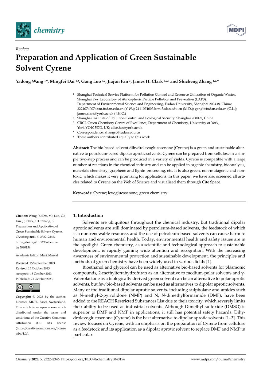 Solubility Enhancement of Hydrophobic Substances in Water/Cyrene Mixtures:  A Computational Study