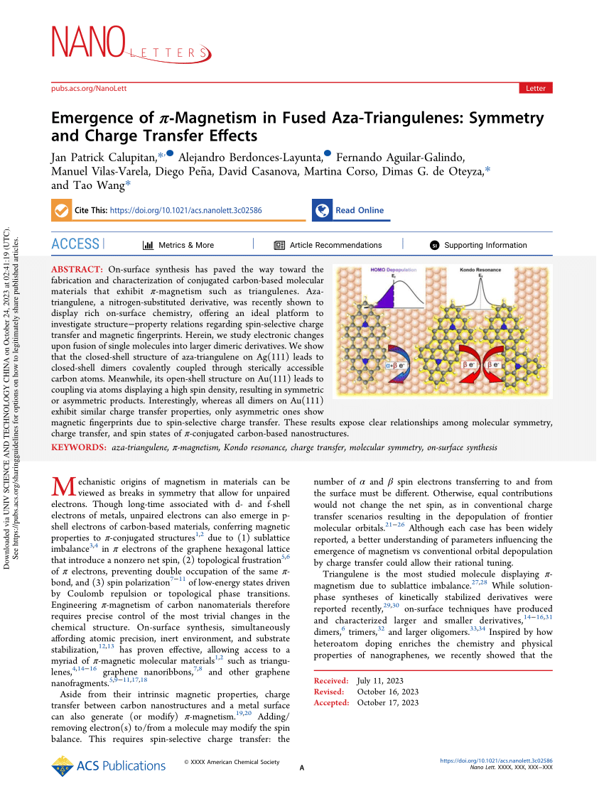 (PDF) Emergence of π-Magnetism in Fused Aza-Triangulenes: Symmetry and ...