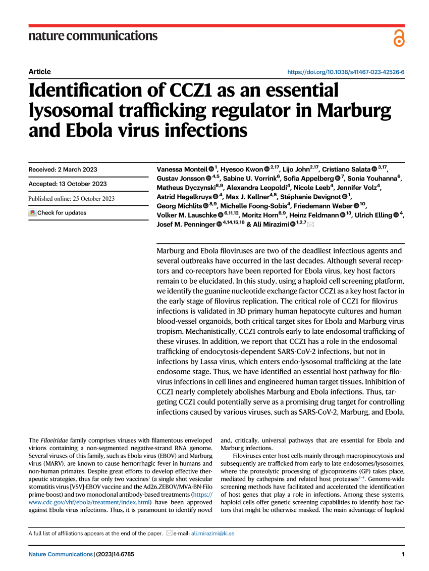 PDF Identification of CCZ1 as an essential lysosomal trafficking