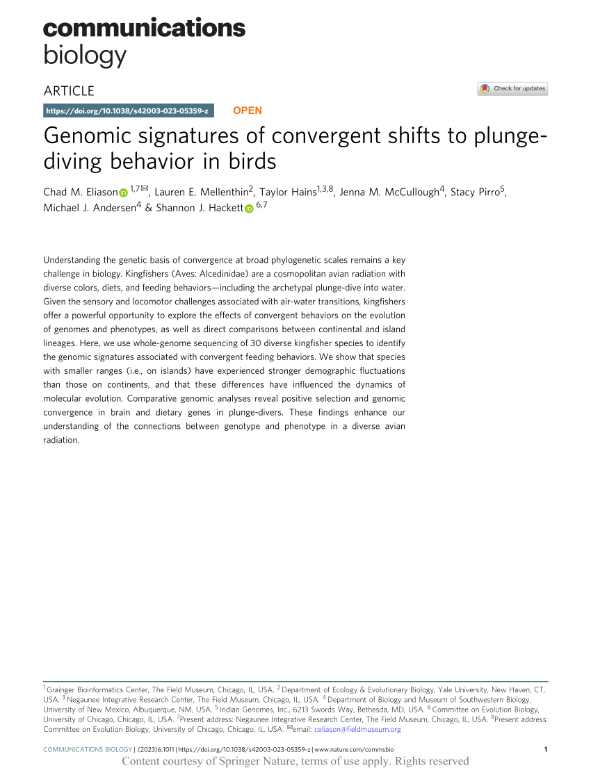 PDF) Genomic signatures of convergent shifts to plunge