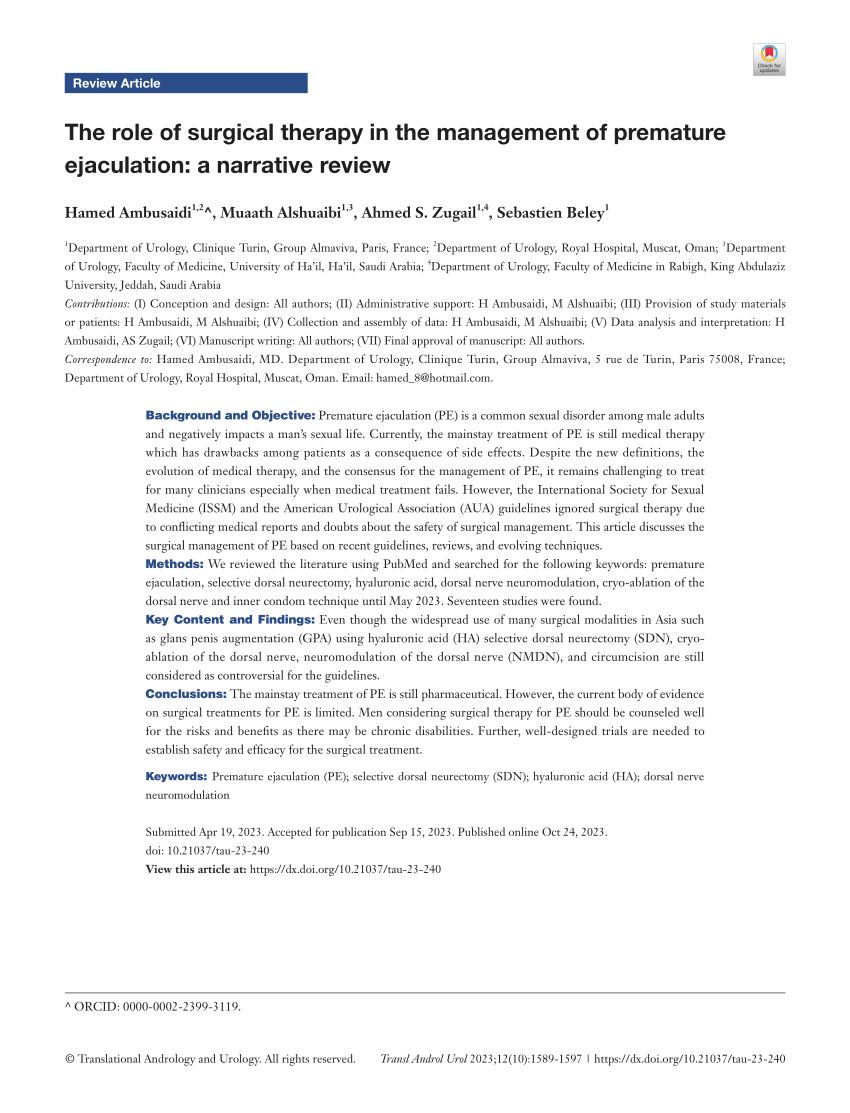 PDF The role of surgical therapy in the management of premature