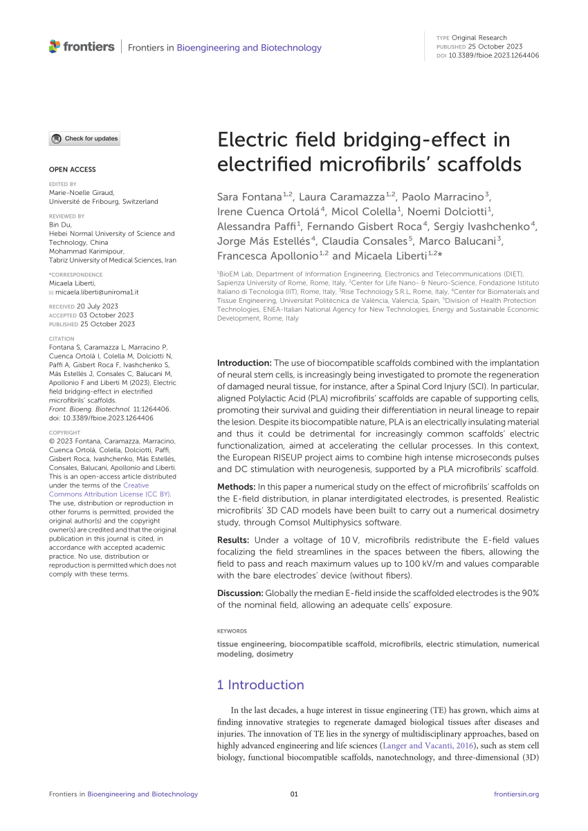 PDF) Electric field bridging-effect in electrified microfibrils 