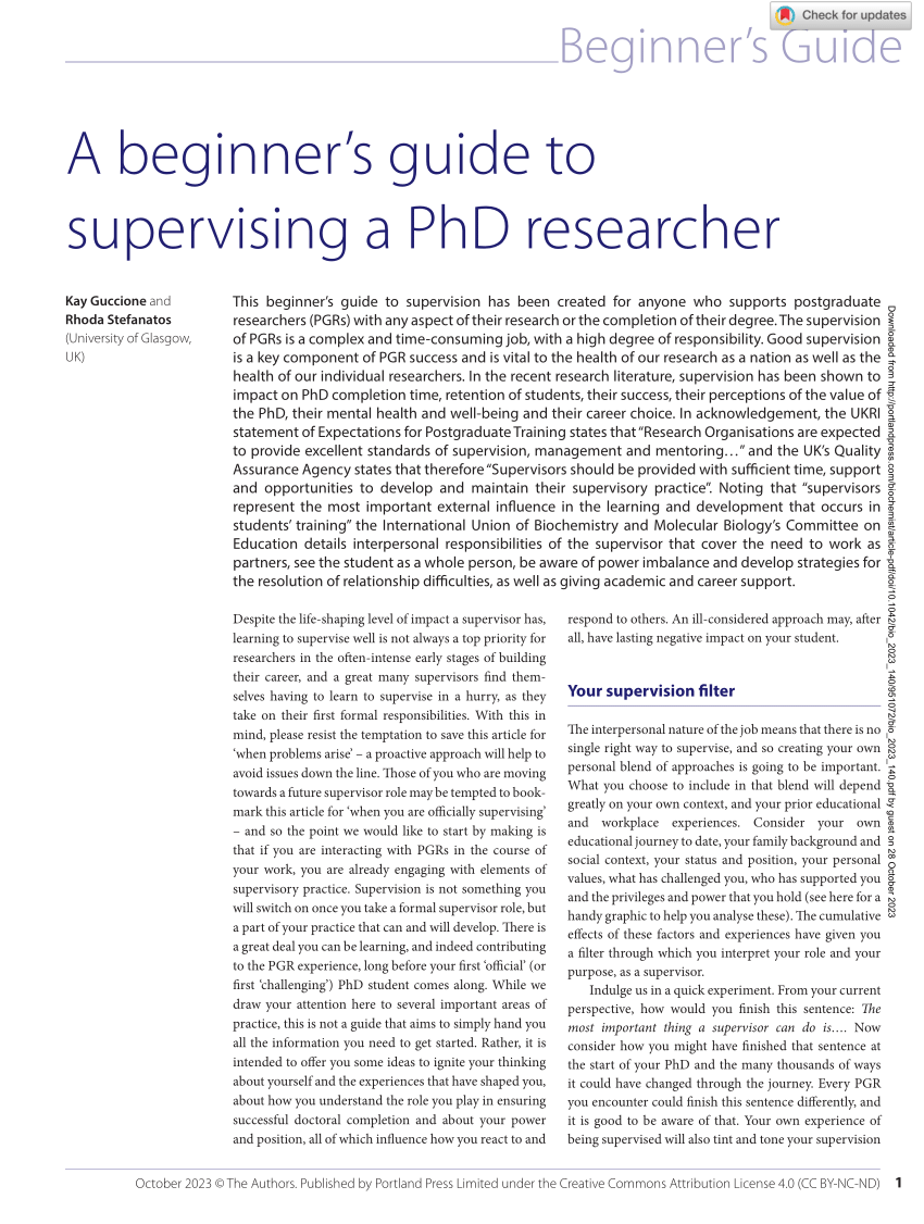 supervising phd students a practical guide and toolkit