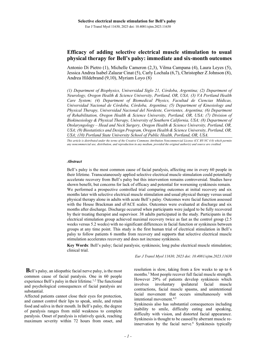 ELECTRICAL MUSCLE STIMULATION IN BELL'S PALSY