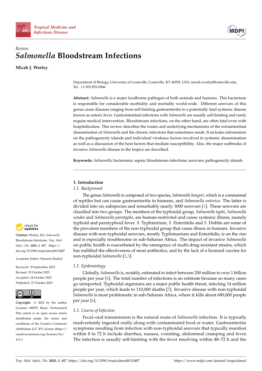 (PDF) Salmonella Bloodstream Infections