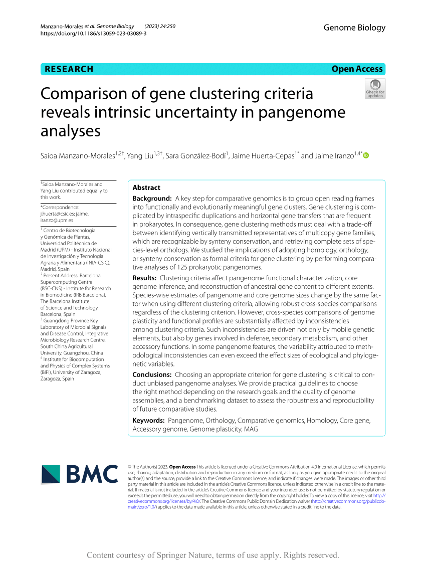 Pdf Comparison Of Gene Clustering Criteria Reveals Intrinsic