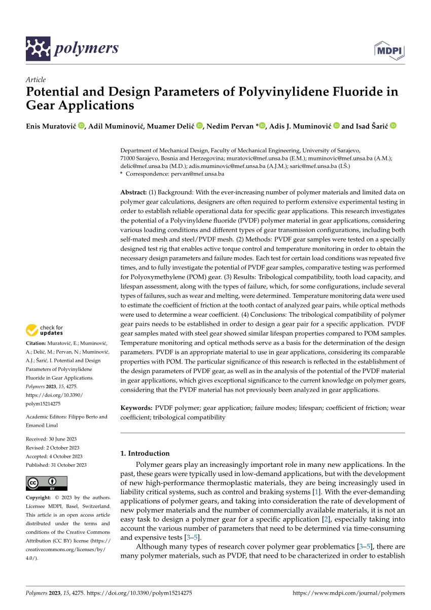 (PDF) Potential and Design Parameters of Polyvinylidene Fluoride in ...