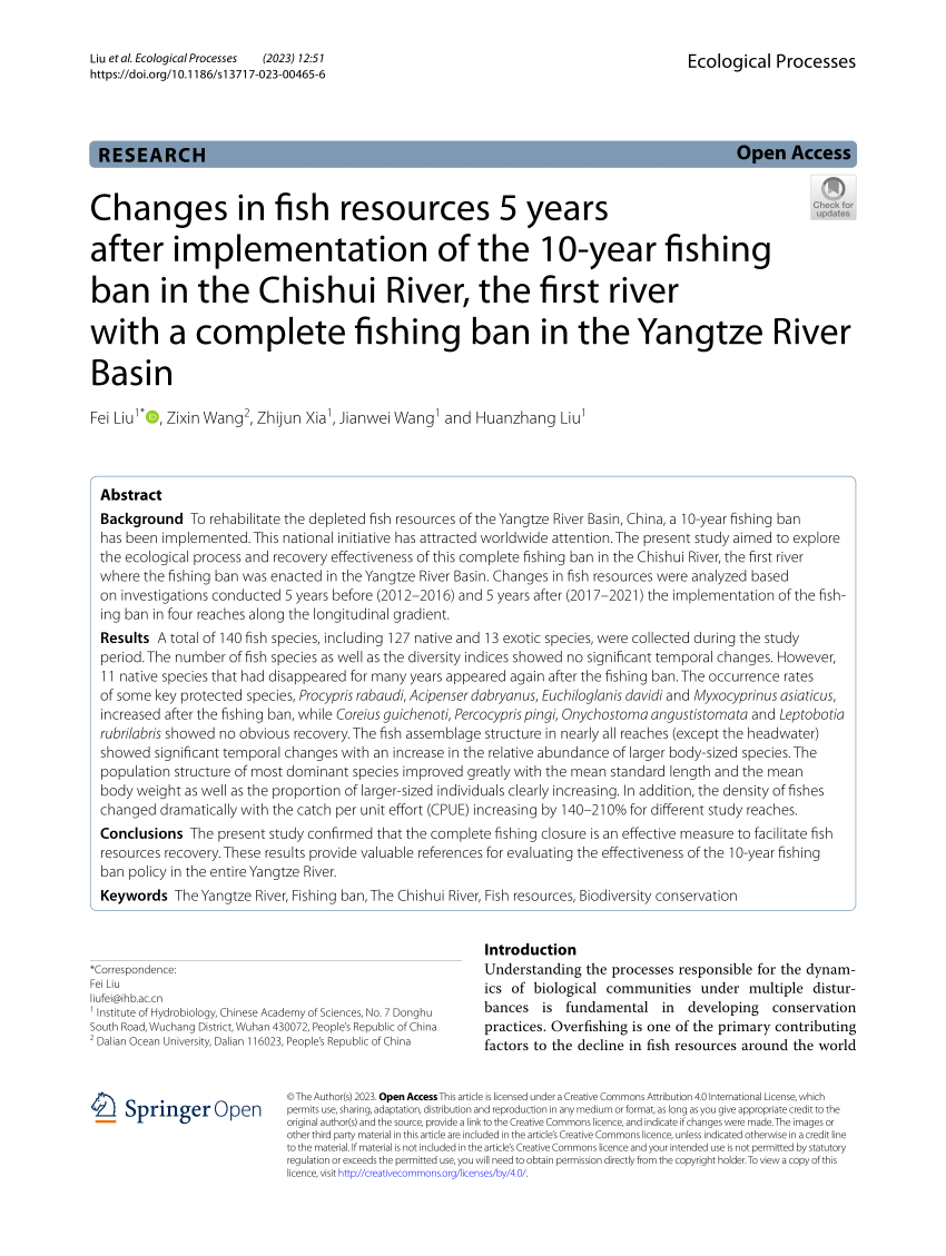 PDF) Changes in fish resources 5 years after implementation of the 