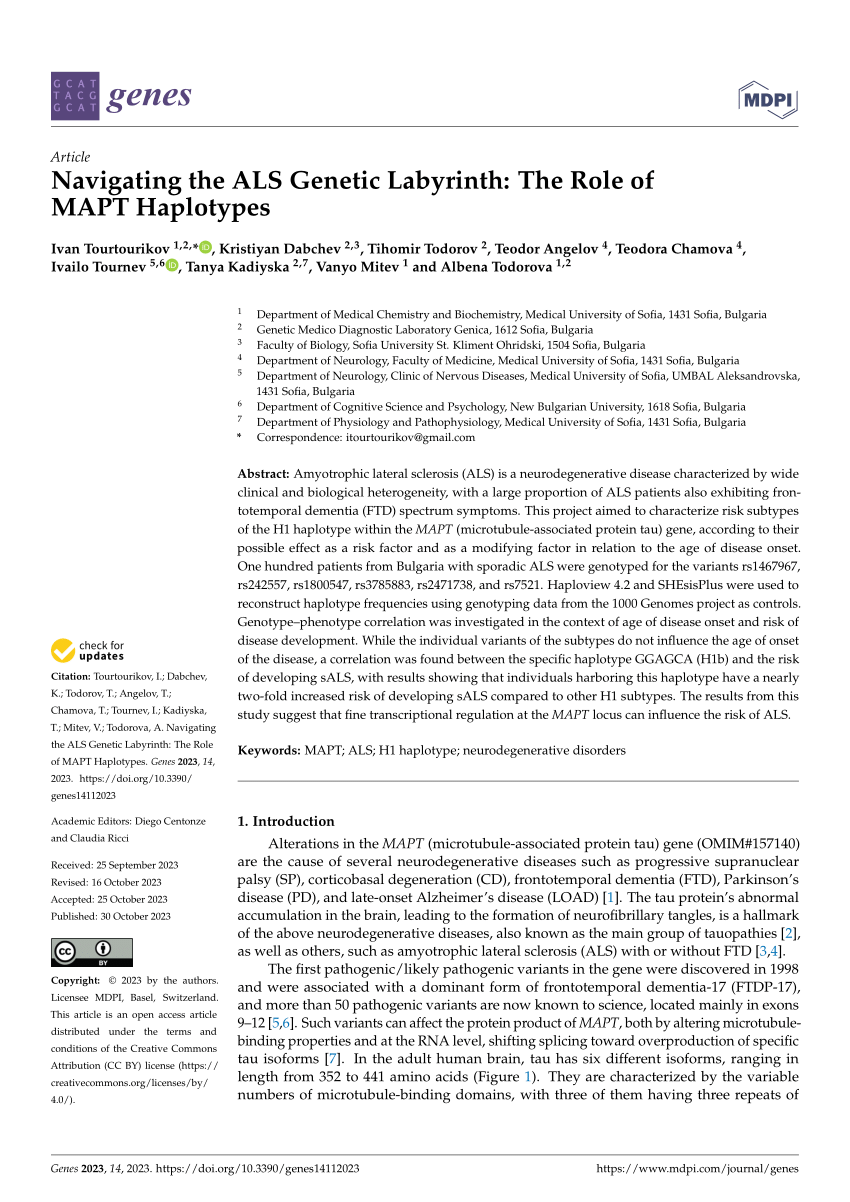 (PDF) Navigating the ALS Genetic Labyrinth: The Role of MAPT Haplotypes