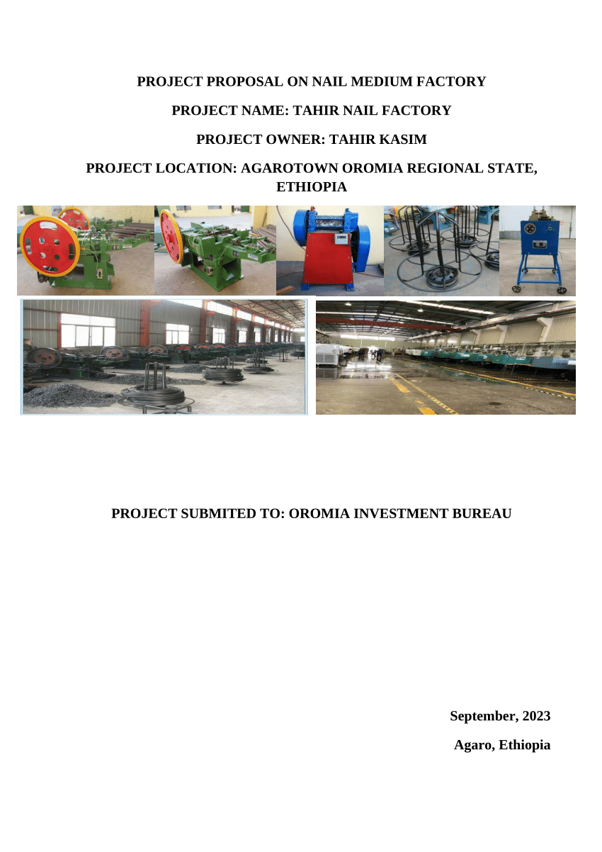 PDF) Project Proposal on Nails Factory at Agaro Town Oromia