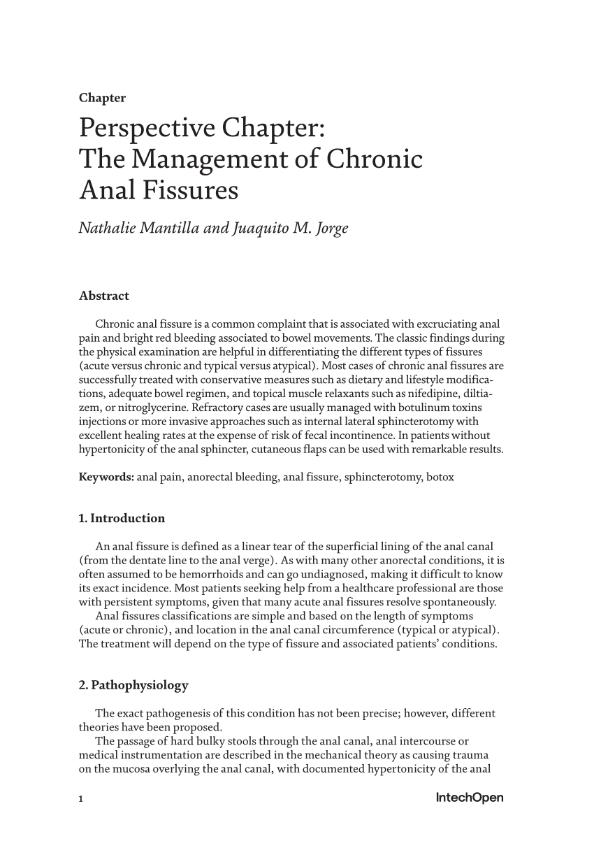 Pdf Perspective Chapter The Management Of Chronic Anal Fissures 
